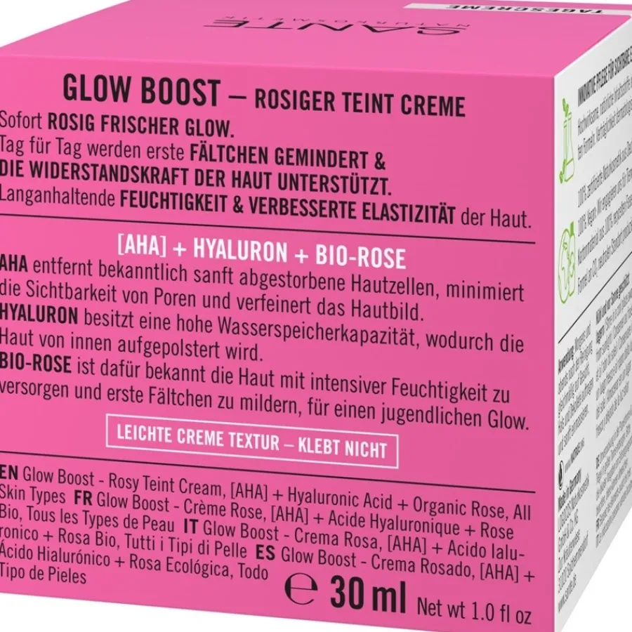 Sante Naturkosmetik AHA, Hyaluron & Bio-Rose Glow Boost Teint Creme Feuchtigkeitspflege von