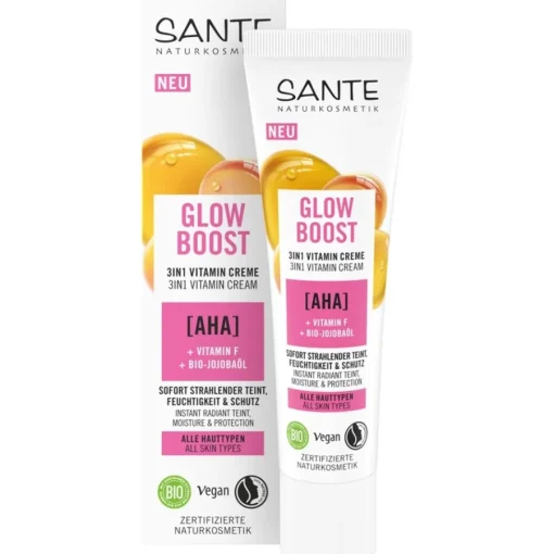 Sante Naturkosmetik AHA, Vitamin F & Bio-Jojobaöl Glow Boost Vitamin Creme Feuchtigkeitspflege von New