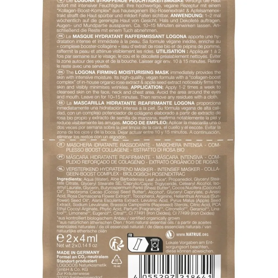 Logona Bio-Rosenextrakt & Apfelsamenextrakt Moisture Lift Straffende Feuchtigkeits-Maske Anti-Aging Pflege von