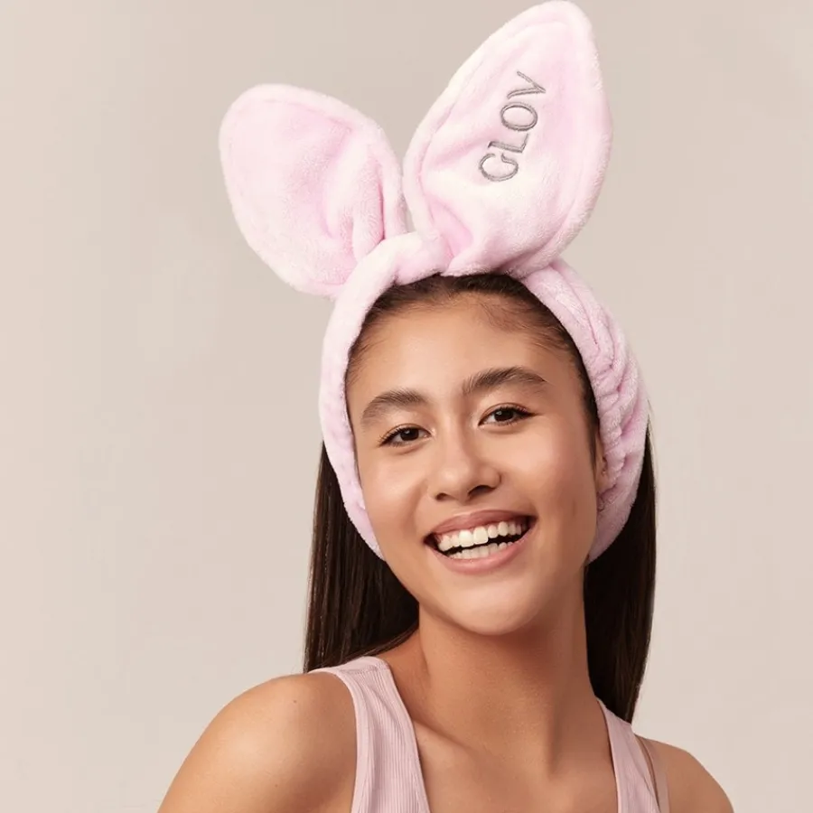 GLOV Bunny Ears Schmink Stirnband Und Haargummi Headband Bunny Ears Pink von Hot