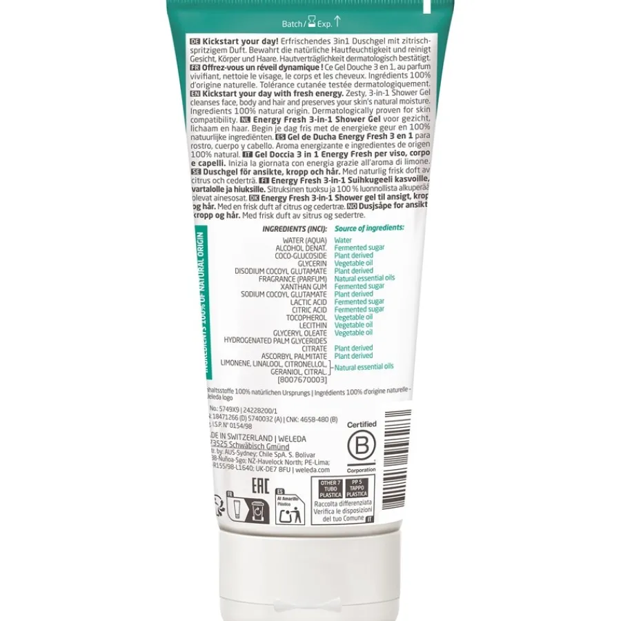 Weleda Duschgel For Men Energy Fresh 3in1 Shower Gel Zitrisch-spritziger Duft von