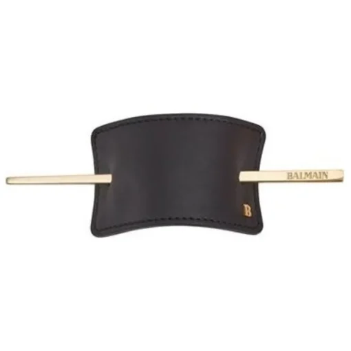 Balmain Hair Couture Haarspangen Hair Barrette Leather Black von