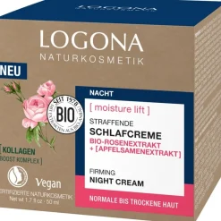 Logona Moisture Lift Straffende Schlafcreme Bio-Rosenextrakt und Apfelsamenextrakt
