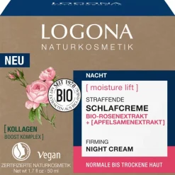 Logona Moisture Lift Straffende Schlafcreme Bio-Rosenextrakt und Apfelsamenextrakt