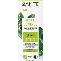 Sante Naturkosmetik Pore Control Feuchtigkeitscreme mit BHA, Niacinamid Komplex & Bio-Grüner Tee