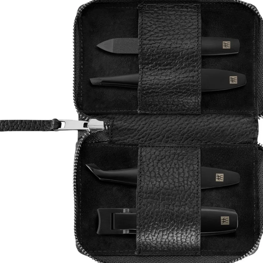Zwilling Beauty Sets 4-tlg. Maniküre/Pediküre-Etui Schwarzem Rindeder von