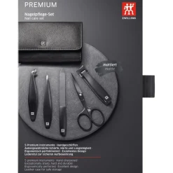 Zwilling Beauty Sets 5-tlg. Maniküre/Pediküre-Etui Schwarzem Rindleder von