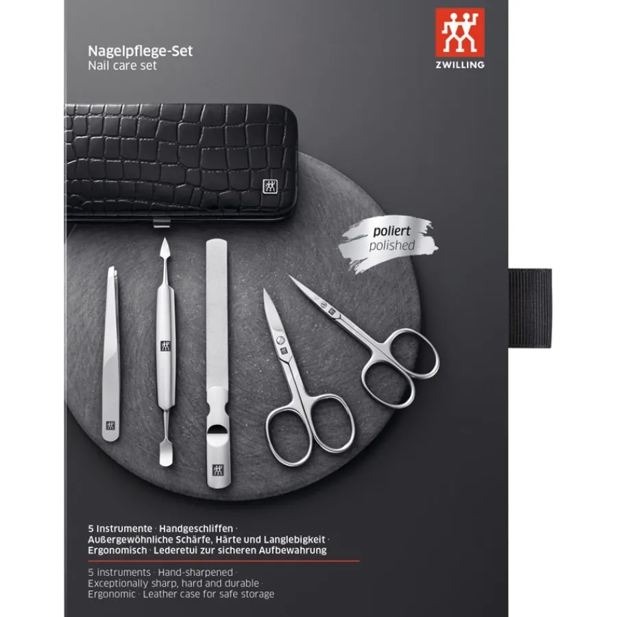 Zwilling Beauty Sets 5-tlg. Maniküre/Pediküre-Etui Schwarzem Echtleder von