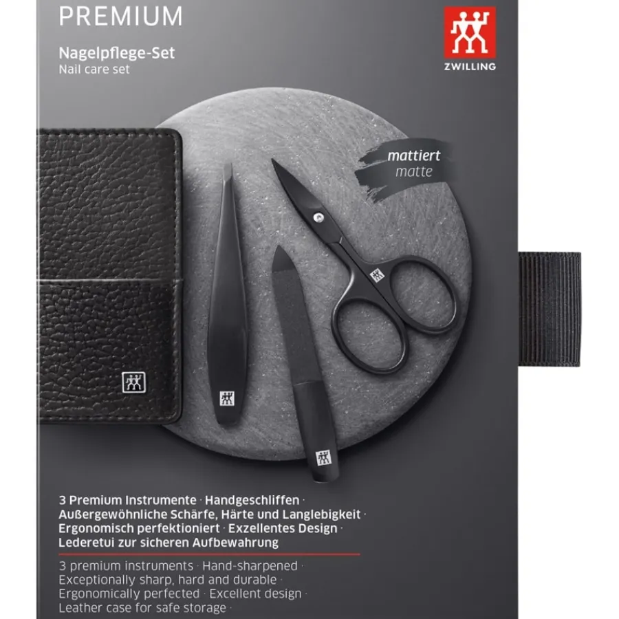 Zwilling Beauty Sets 3-tlg. Maniküre/Pediküre-Etui Schwarzem Rindleder von