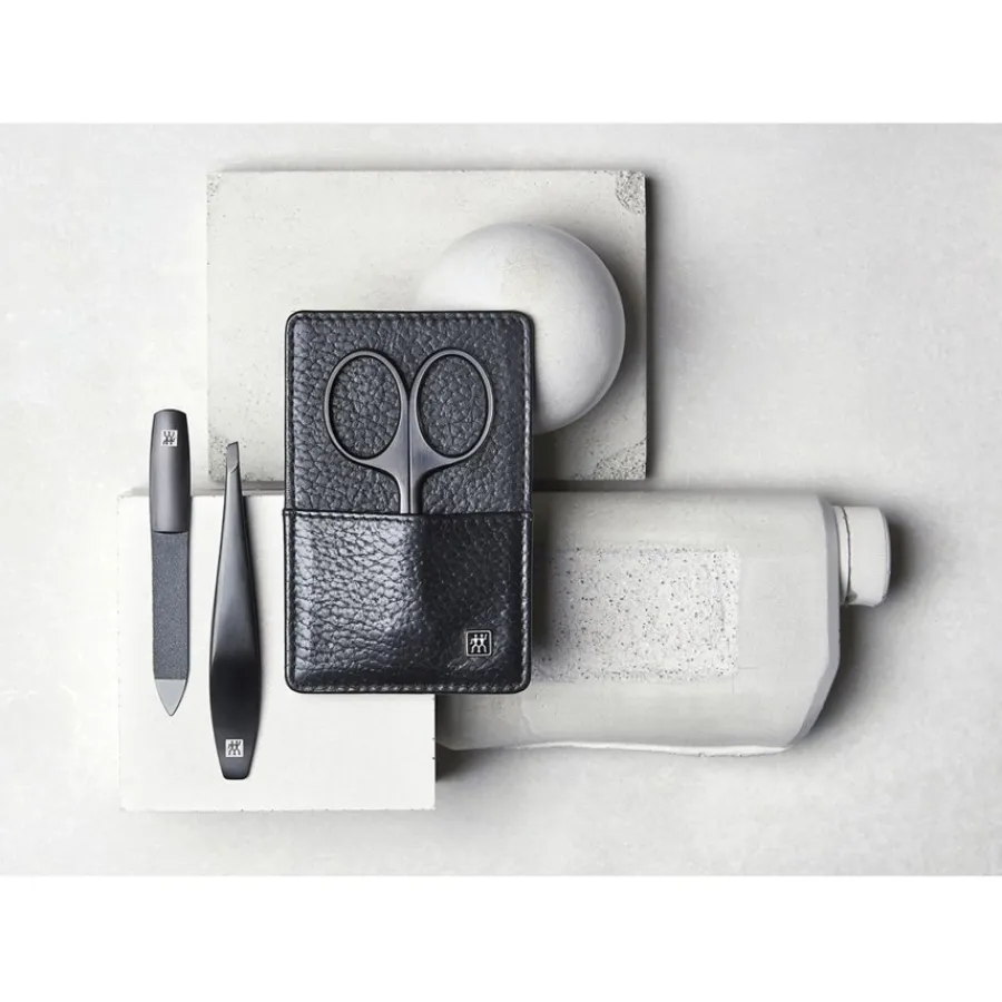 Zwilling Beauty Sets 3-tlg. Maniküre/Pediküre-Etui Schwarzem Rindleder von