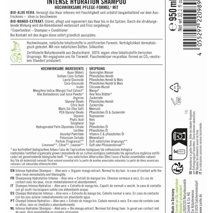Sante Naturkosmetik Shampoo Intense Hydration Shampoo von