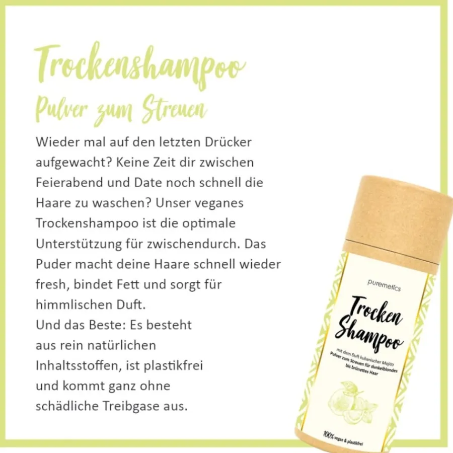 puremetics Trockenshampoo Trockenshampoo Mojito Für brünettes bis dunkelblondes Haar von